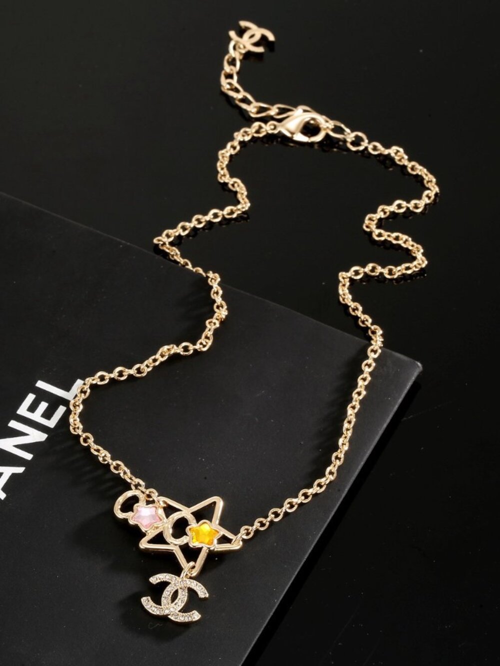 Authentic Chanel Colorful Gem Star Crystal CC Necklace | Brand New Unworn